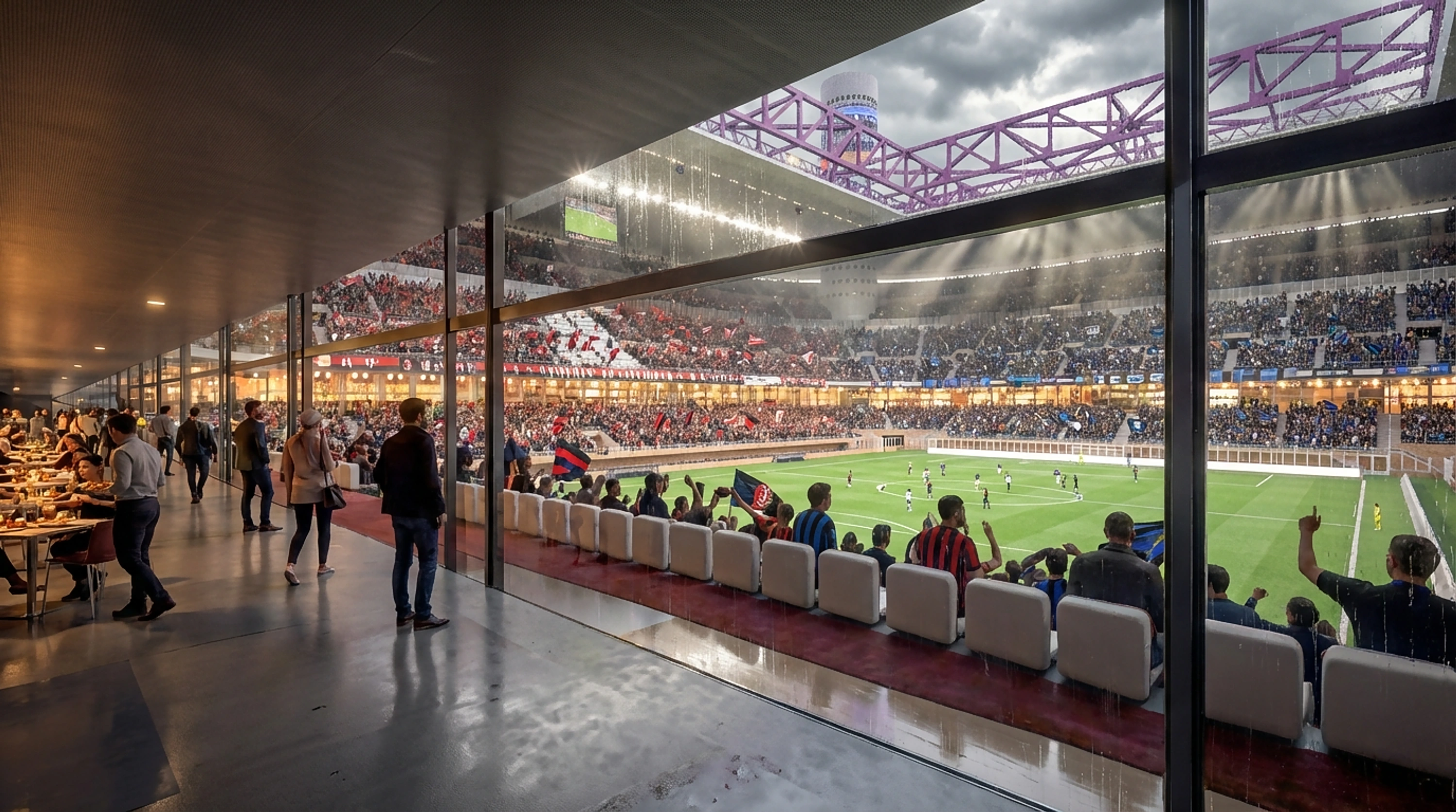 Veduta dalla zona VIP verso il campo di San Siro - Progetto di Giulio Fenyves - Arco Associati
